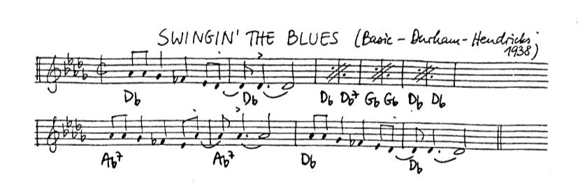 Swingin' the Blues — handwritten lead sheet